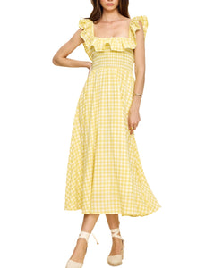 Annabelle Dress in Yellow Gingham