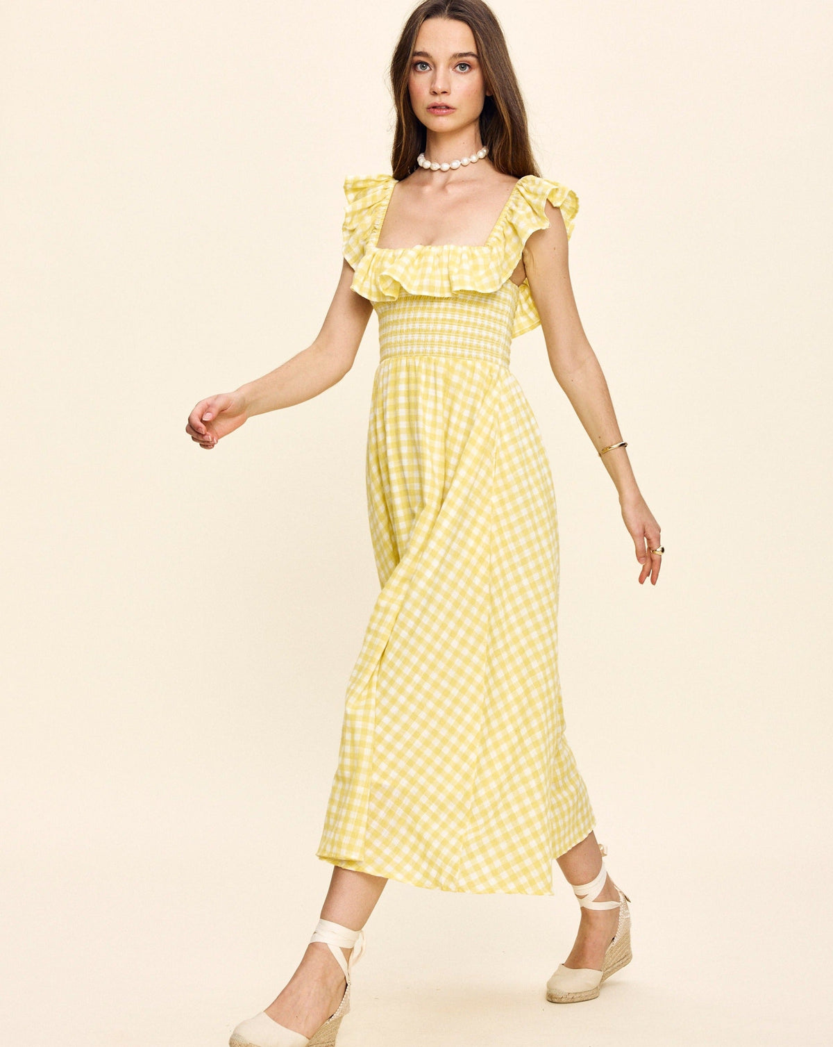 Annabelle Dress in Yellow Gingham