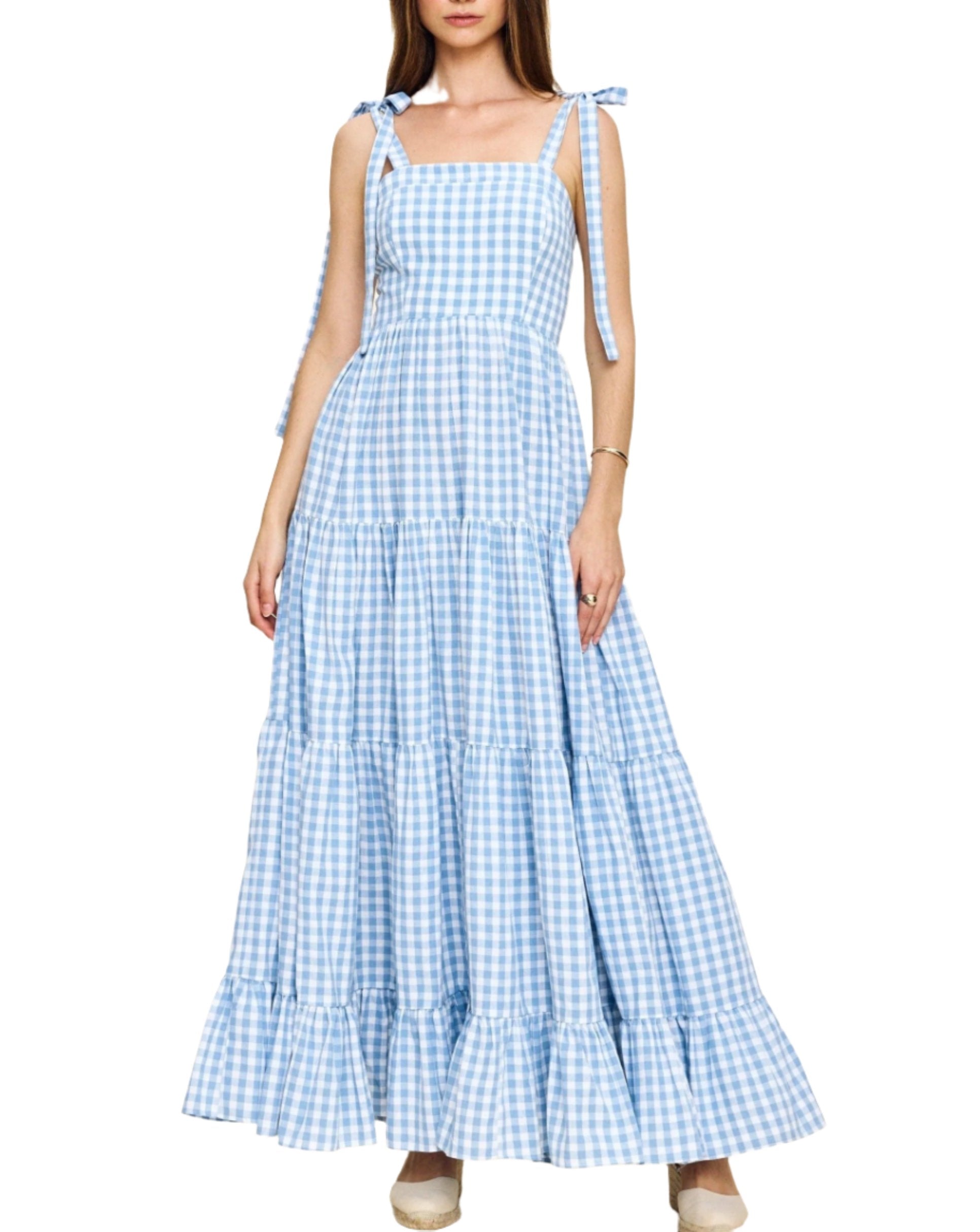 Anna Dress in Blue Gingham | Over The Moon
