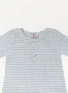 Walker Terry Romper in Blue & White Stripe