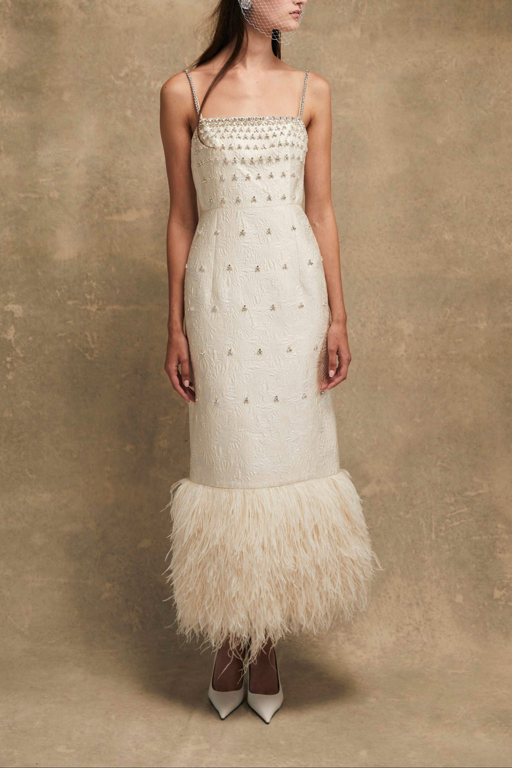 Astra Dress White Embellished Jacquard US 12