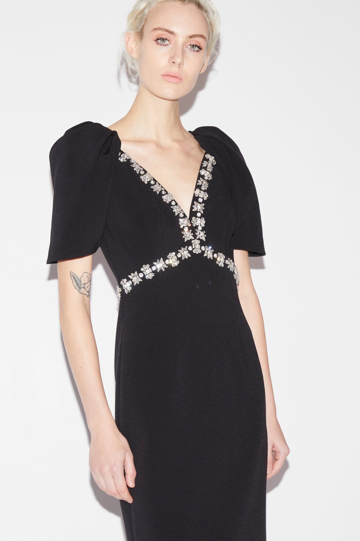 Myrna Dress Black Embellished Crepe