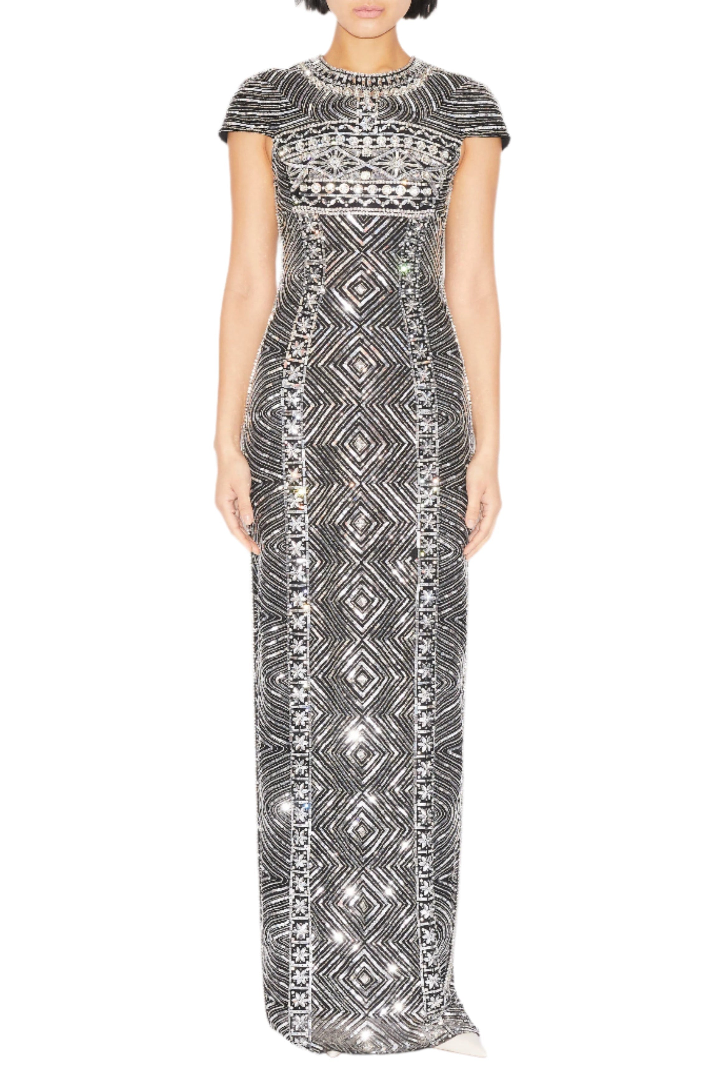 Isobel Gown Black Silver Embroidered Tulle