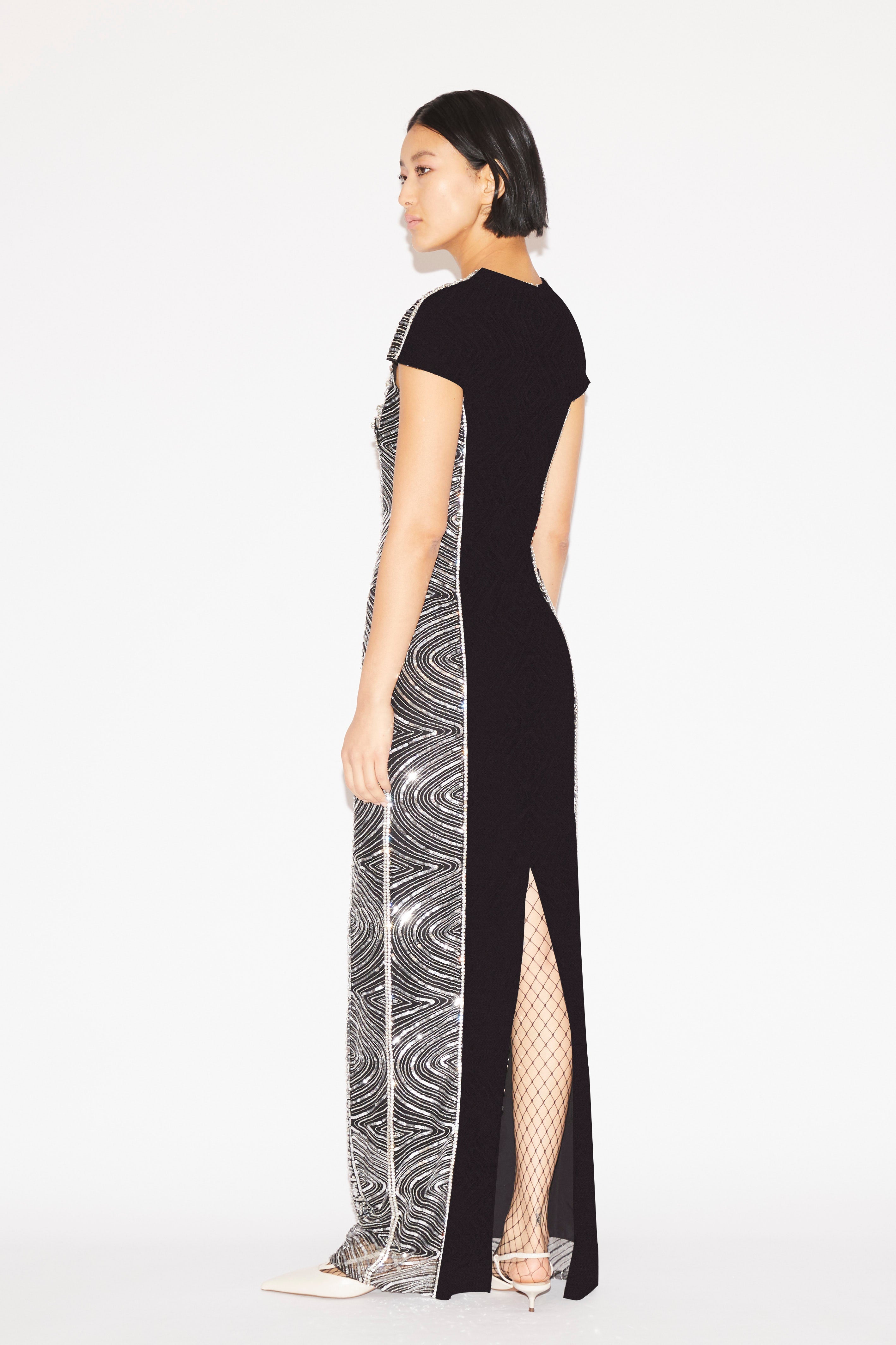 Isobel Gown Black Silver Embroidered Tulle