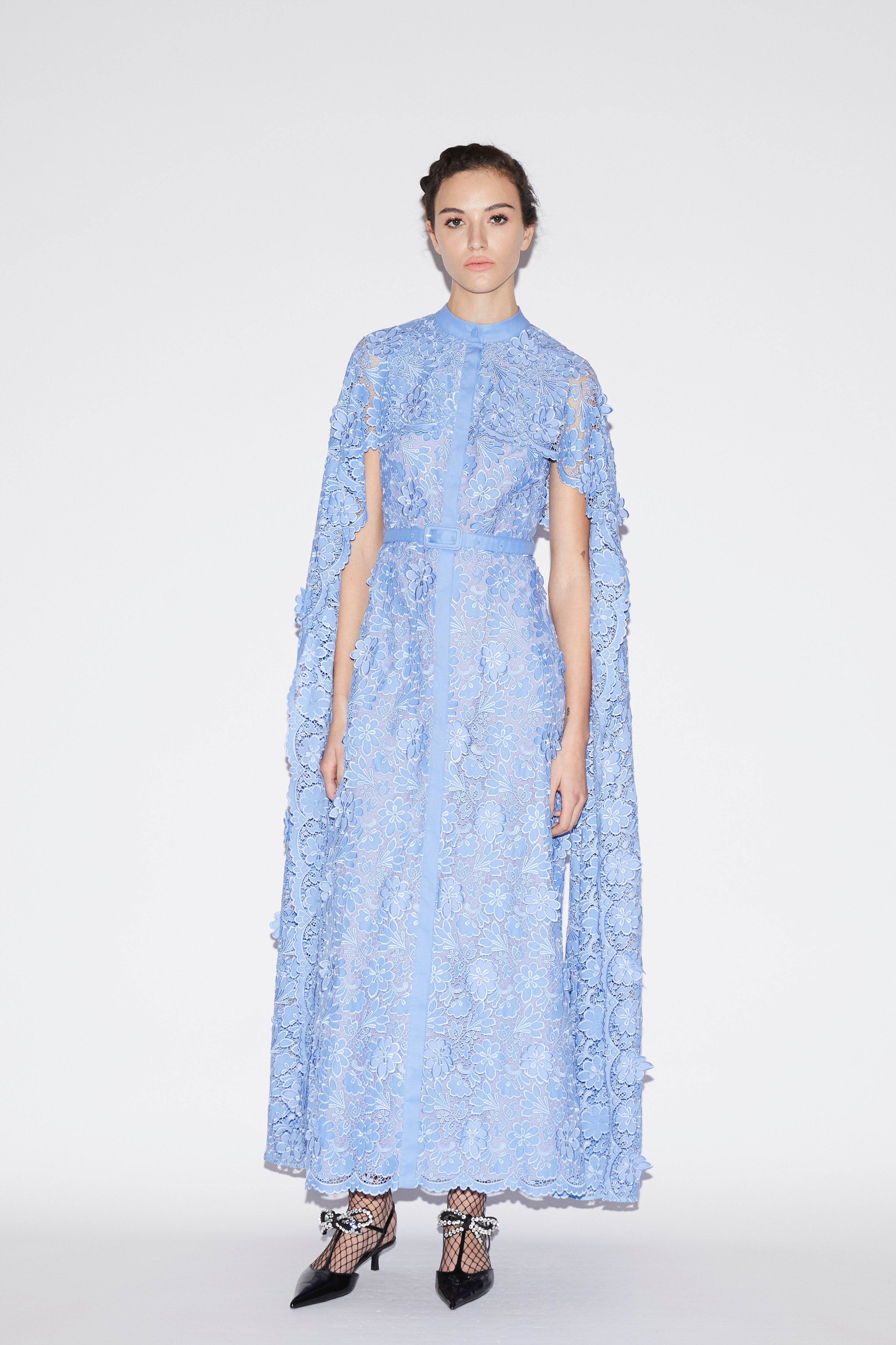 Loretta Dress Periwinkle Embroidered Cotton