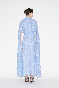 Loretta Dress Periwinkle Embroidered Cotton