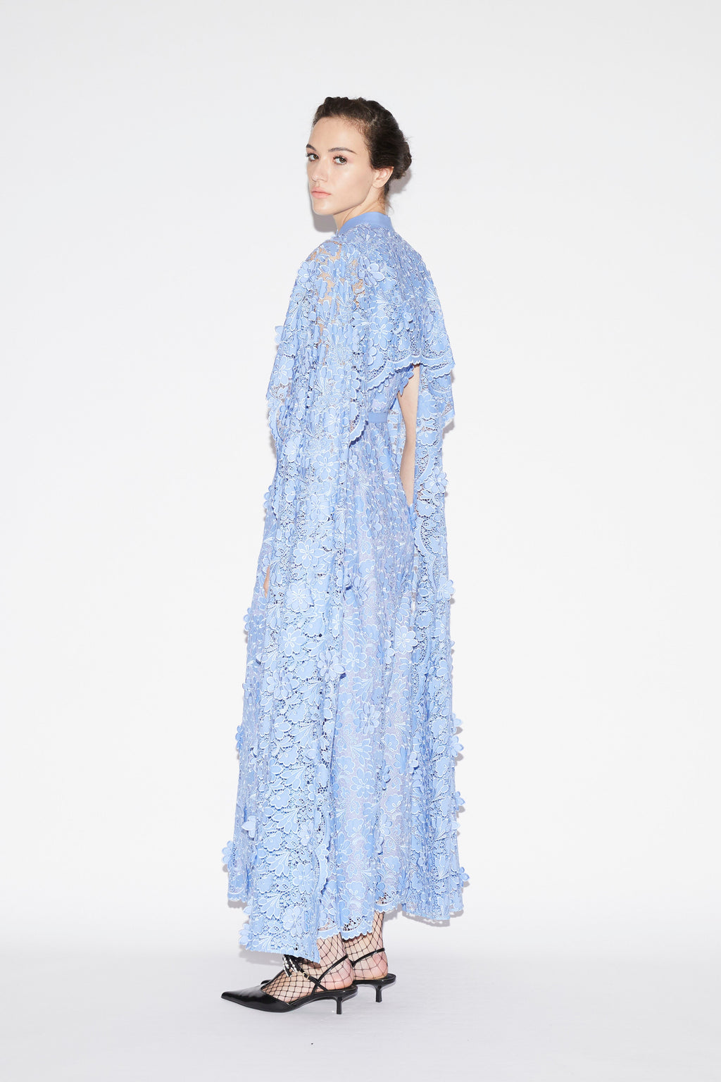 Loretta Dress Periwinkle Embroidered Cotton