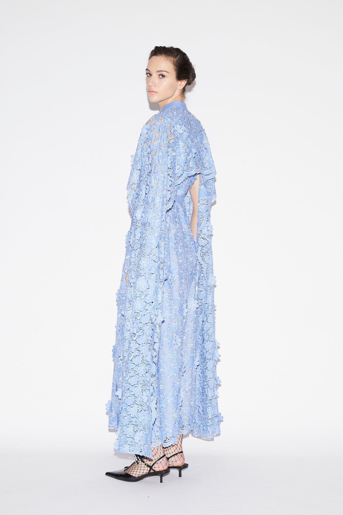 Loretta Dress Periwinkle Embroidered Cotton
