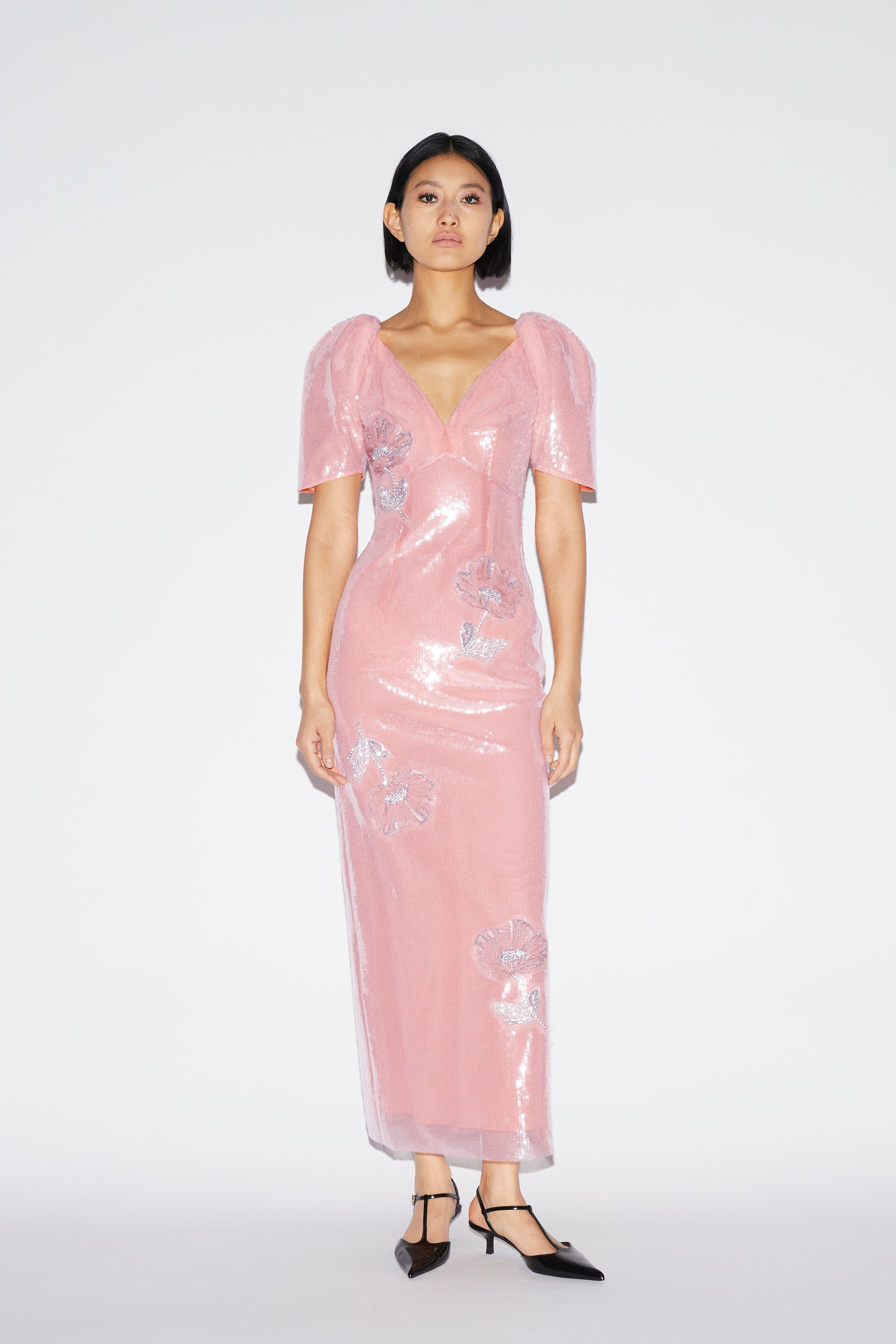 Myrna Dress Pink Embroidered Sequins