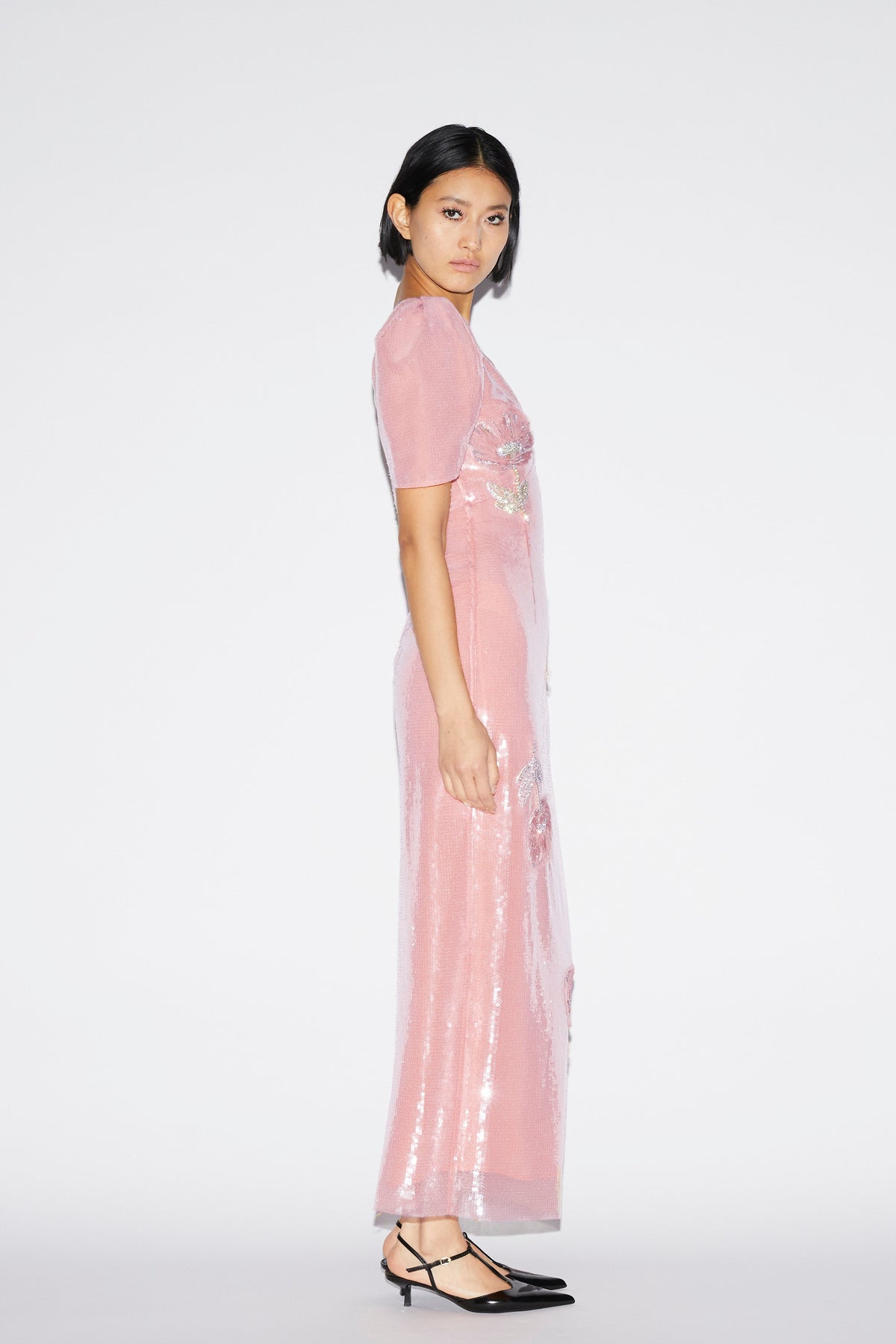 Myrna Dress Pink Embroidered Sequins