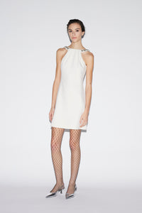 Eileen Short Dress White Embellished Crepe