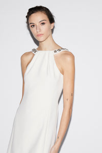 Eileen Short Dress White Embellished Crepe