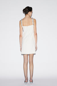 Eileen Short Dress White Embellished Crepe