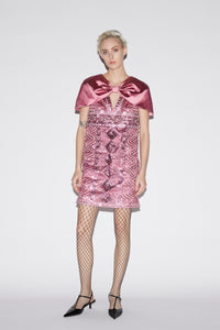 Kathy Dress Pink Embroidered Duchesse