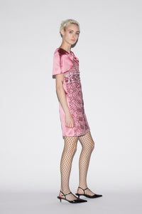 Kathy Dress Pink Embroidered Duchesse