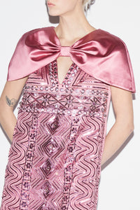 Kathy Dress Pink Embroidered Duchesse
