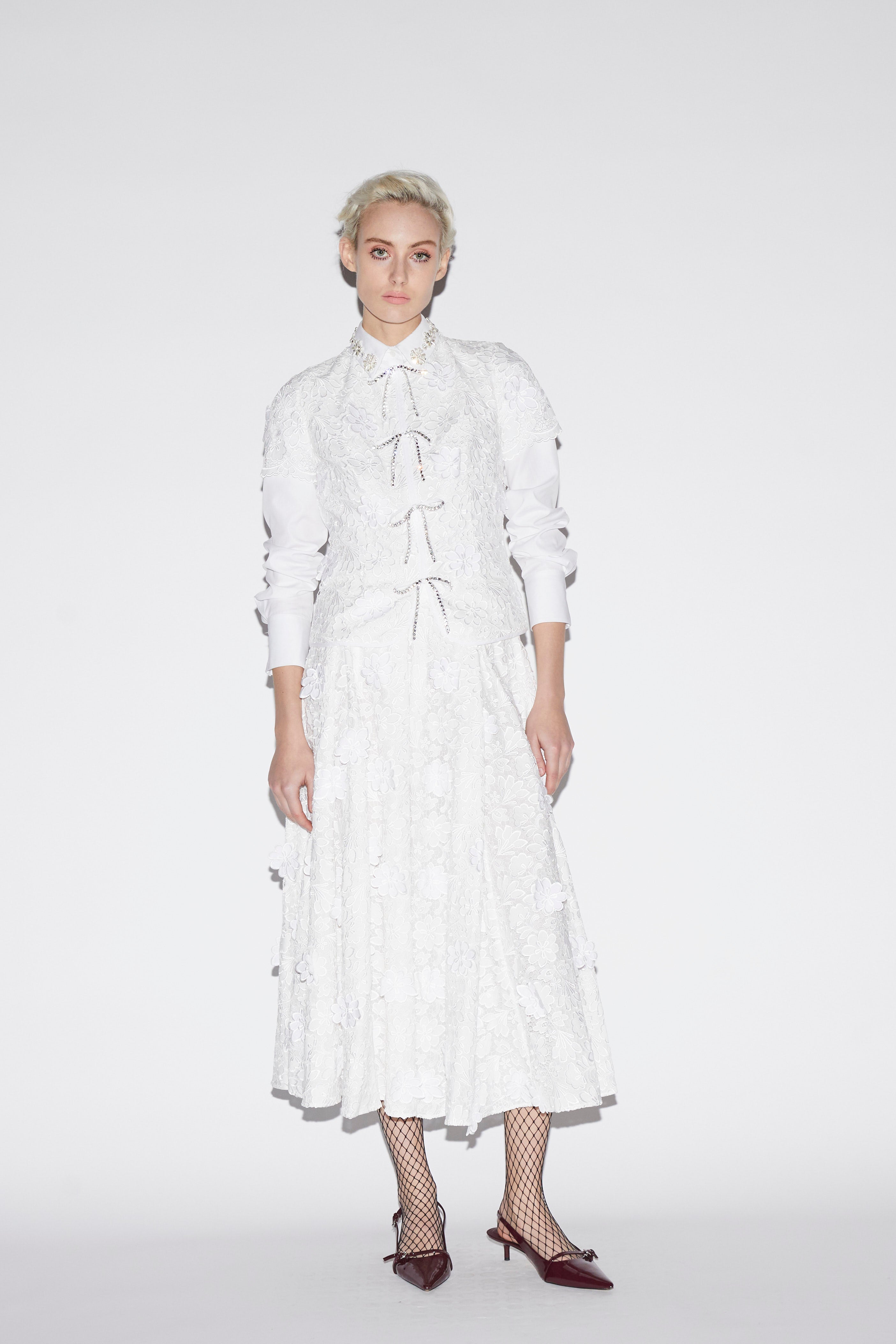 Lee Skirt White Embroidered Cotton