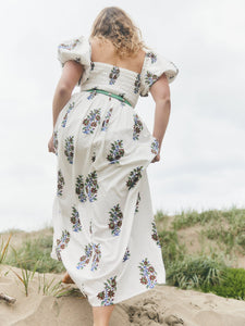 Aurora Maxi Dress in White with Bouquets