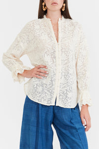 Bellissima Button Down in Ivory Crochet Lace