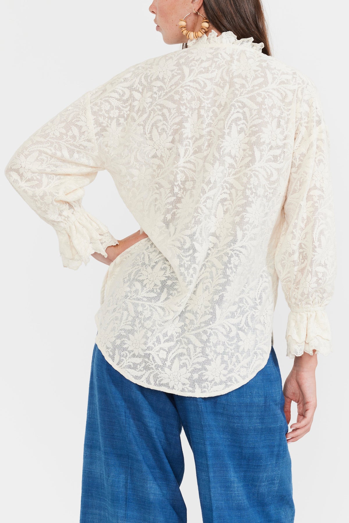 Bellissima Button Down in Ivory Crochet Lace