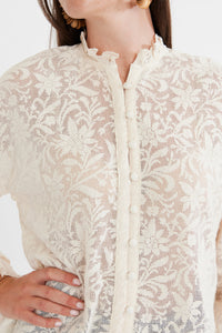 Bellissima Button Down in Ivory Crochet Lace