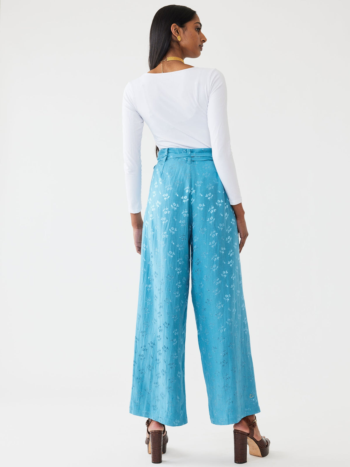 Willow Pant in Frozen Blue Bouquet