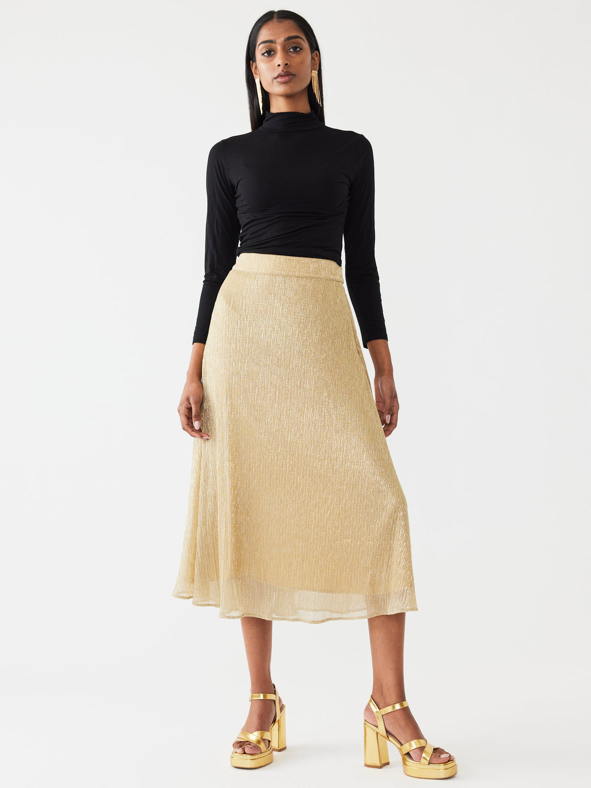 Erin Skirt in Gold Shimmer Crinkle