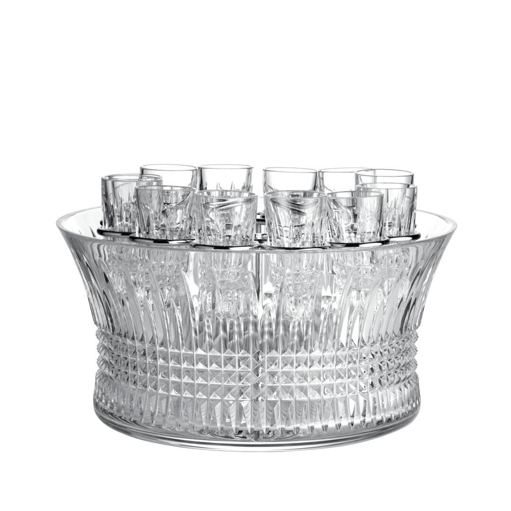 Lismore Diamond Vodka Chiller & 12 Shot Glasses