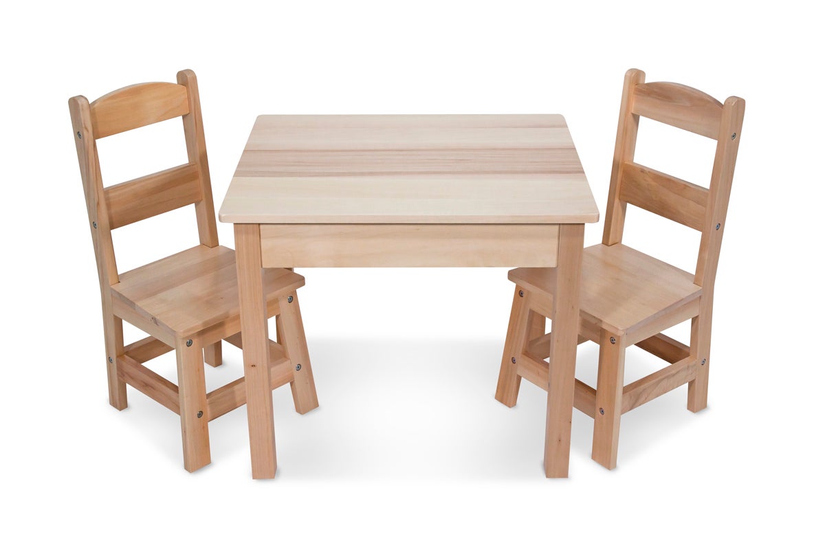 Wooden Table & Chairs Set, Set of 3