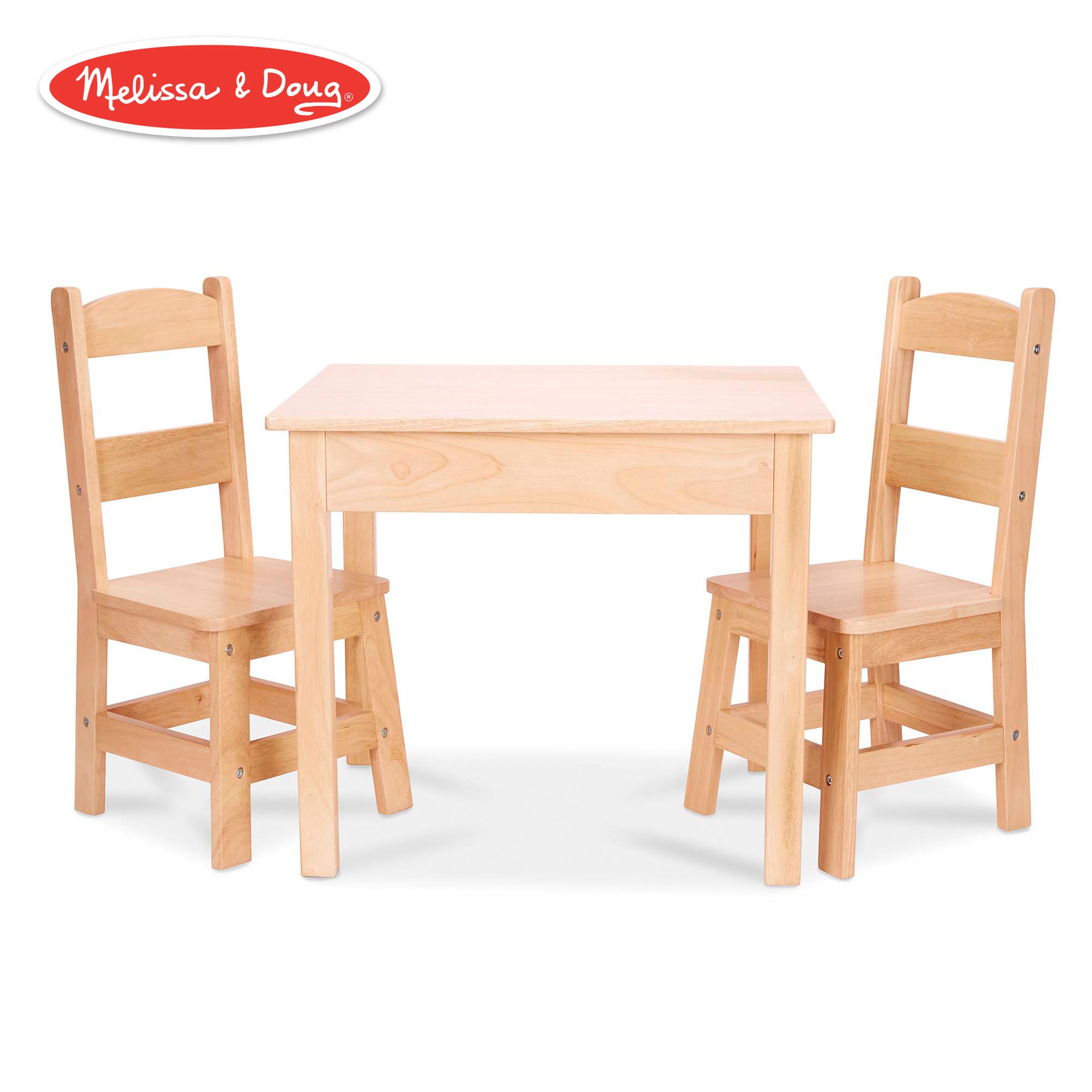 Wooden Table & Chairs Set, Set of 3