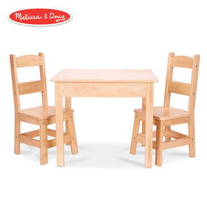 Wooden Table & Chairs Set, Set of 3