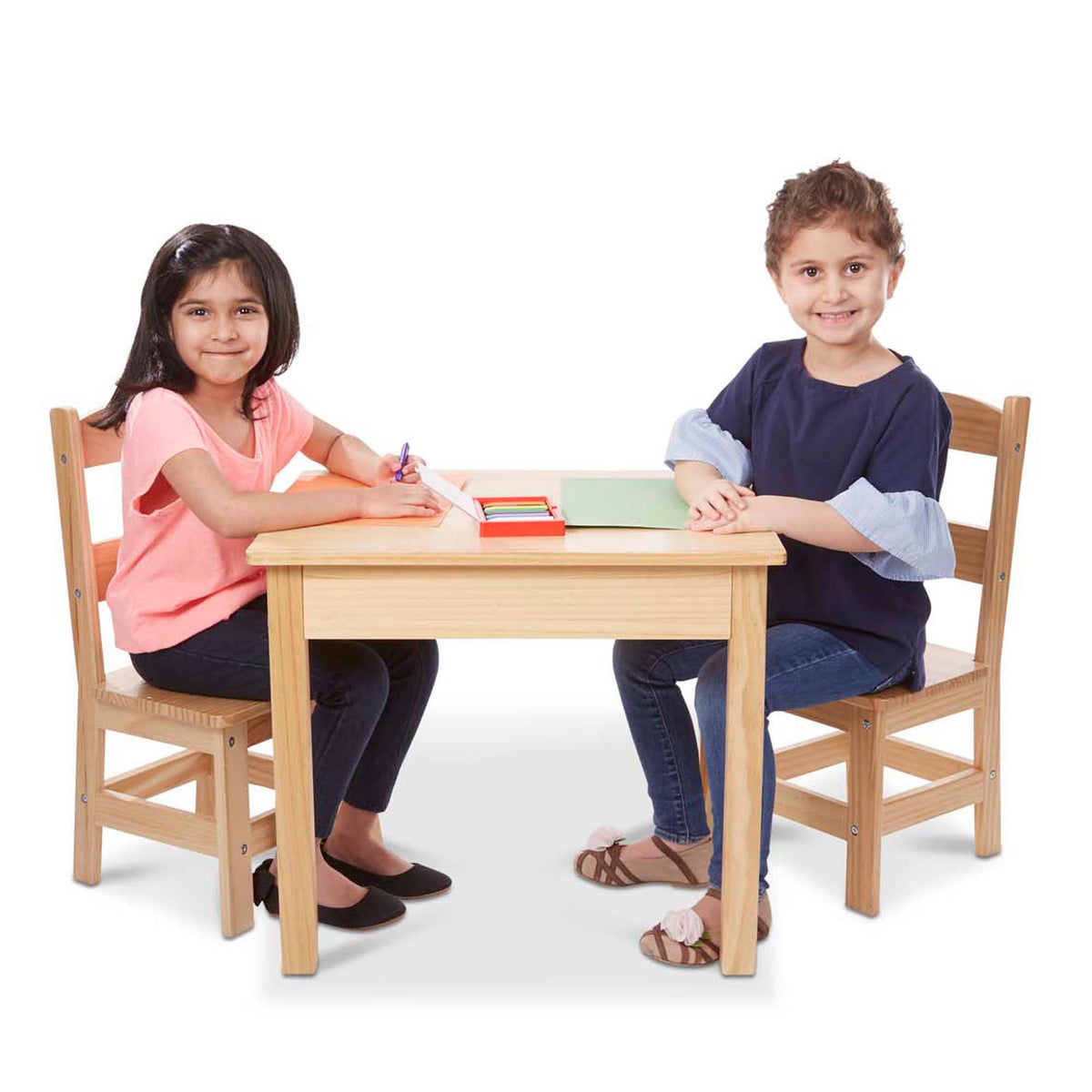 Wooden Table & Chairs Set, Set of 3