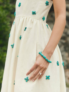 Lucy Midi Dress in Ivory & Turquoise