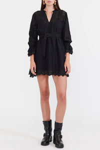 Lane Mini Dress in Black Crochet Lace