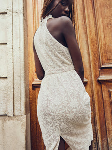 Ilona Midi Dress in Ivory Crochet Lace