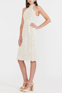 Ilona Midi Dress in Ivory Crochet Lace