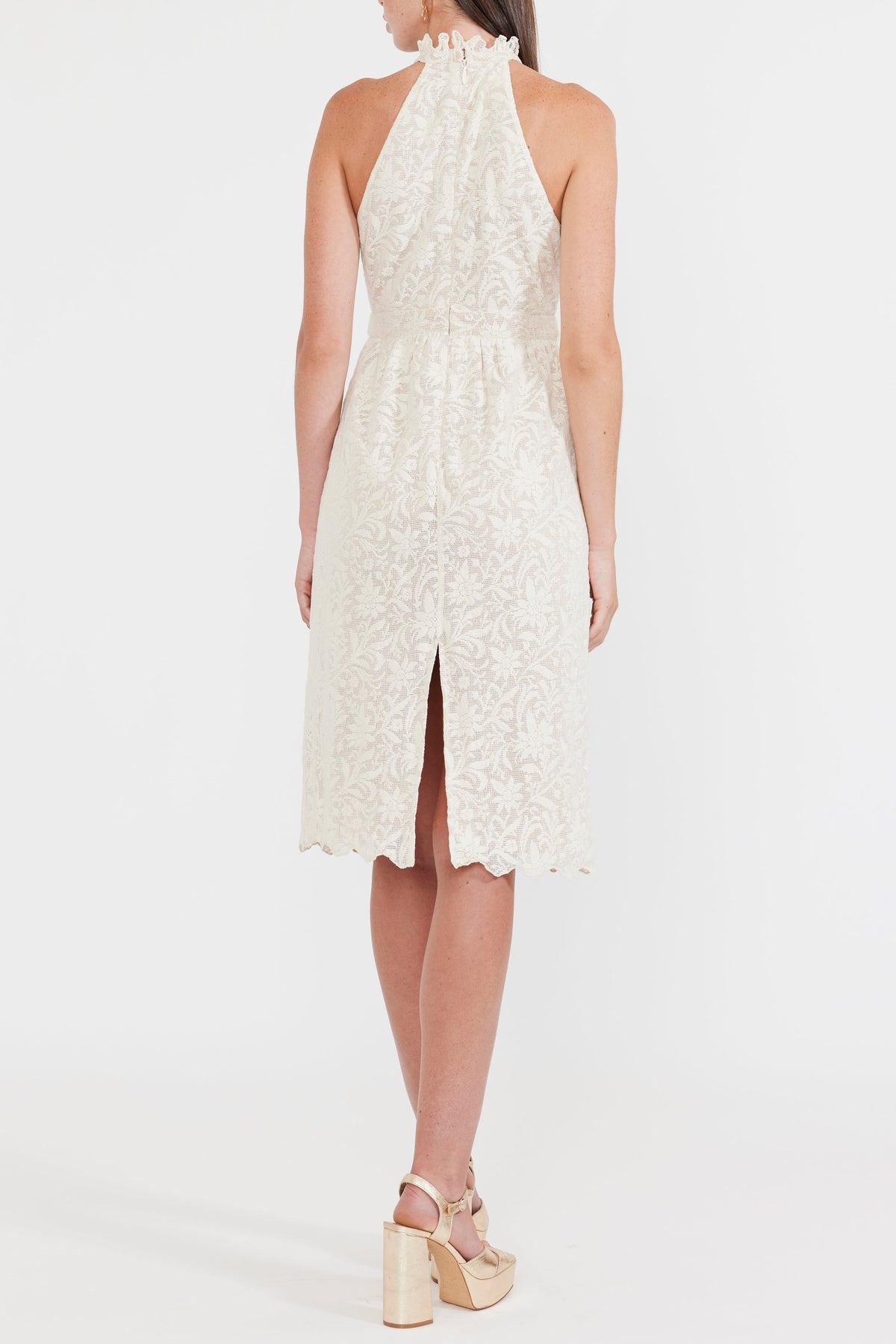 Ilona Midi Dress in Ivory Crochet Lace