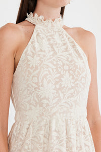 Ilona Midi Dress in Ivory Crochet Lace