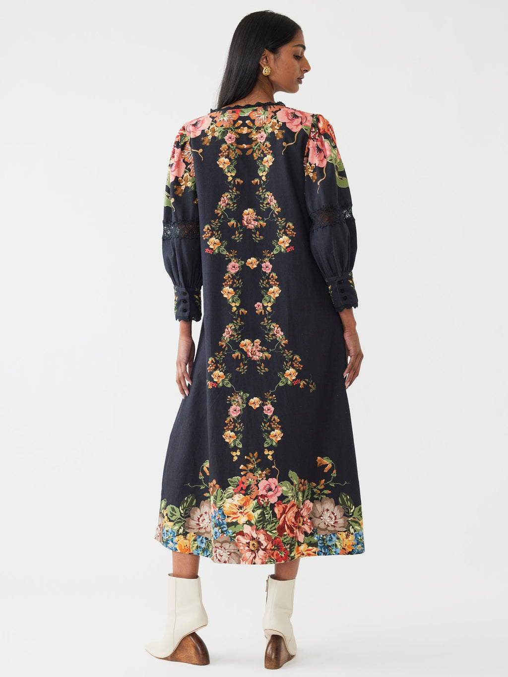 Tara Dress in Black Victorian Floral