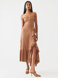 Angelica Dress in Copper Lurex Stripe