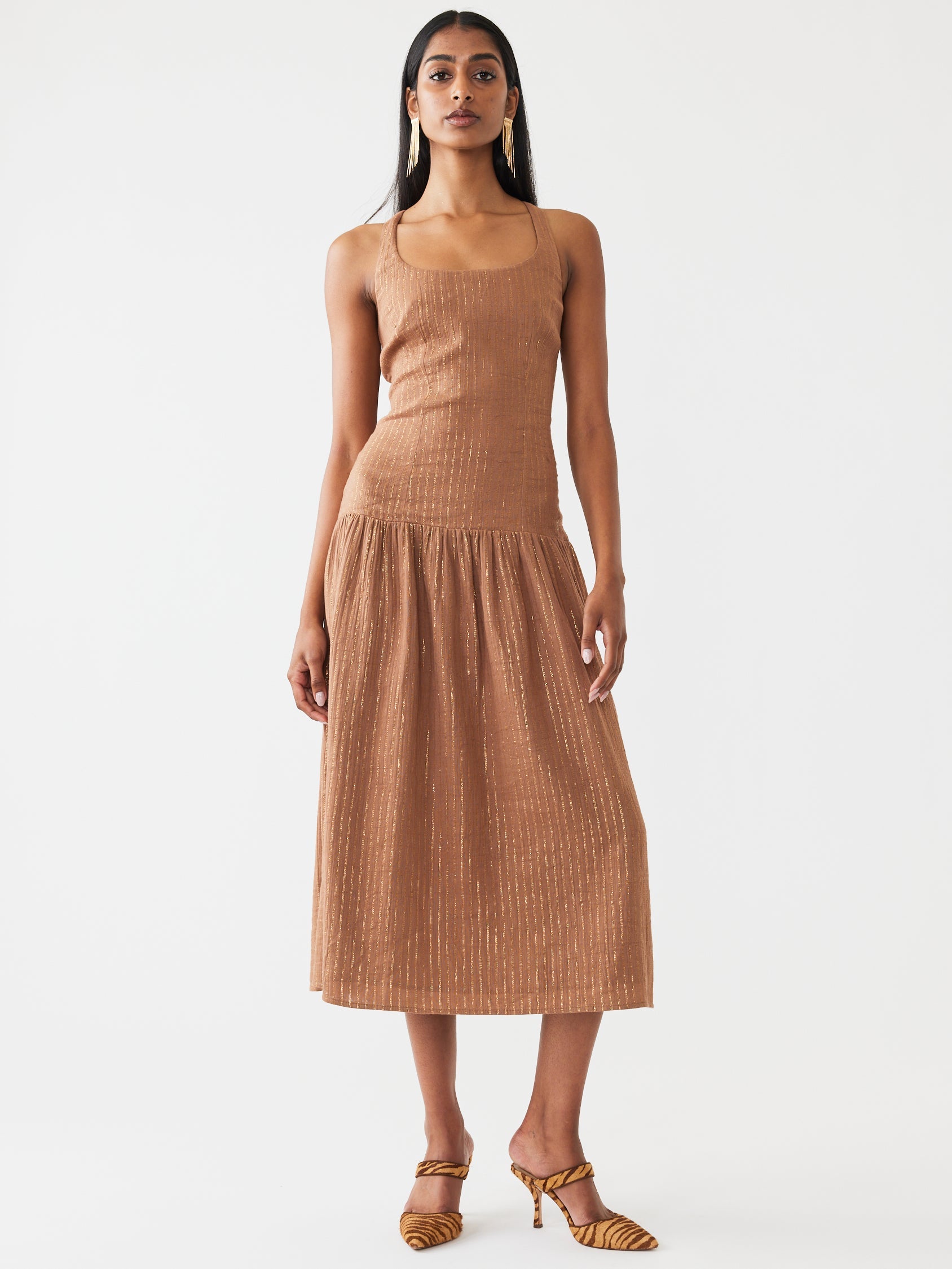 Ella Dress in Copper Lurex