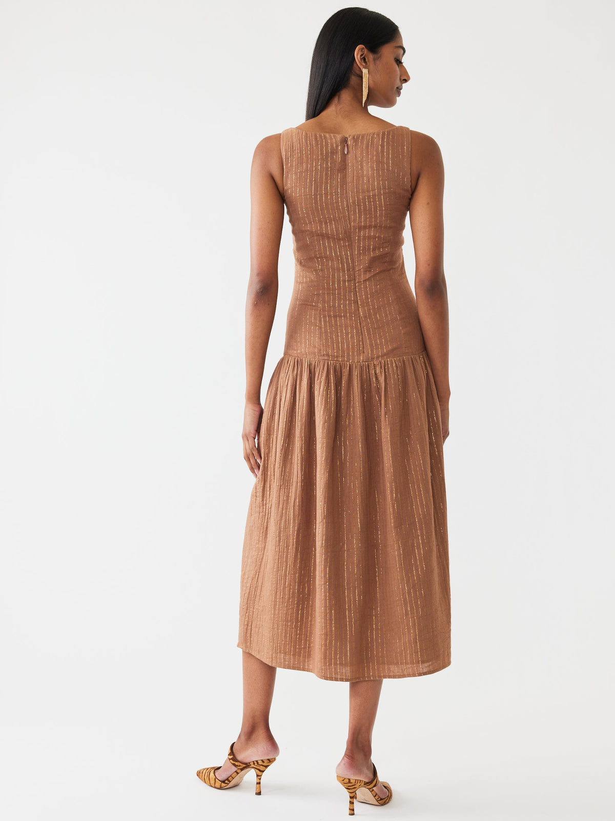 Ella Dress in Copper Lurex