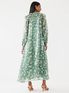 Caroline Dress in Green Blurry Magnolia