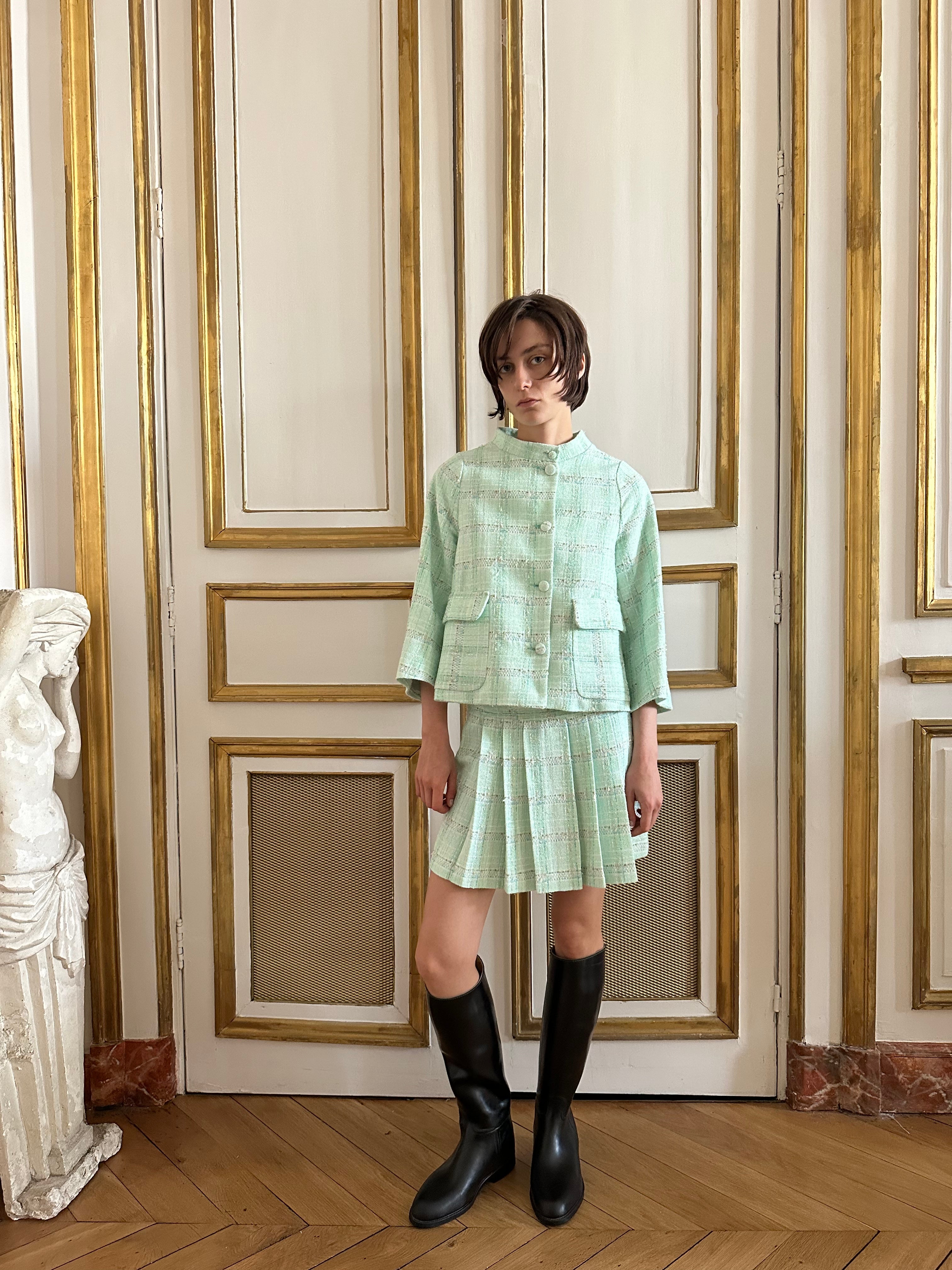 Emma Jacket in Carré Menthe