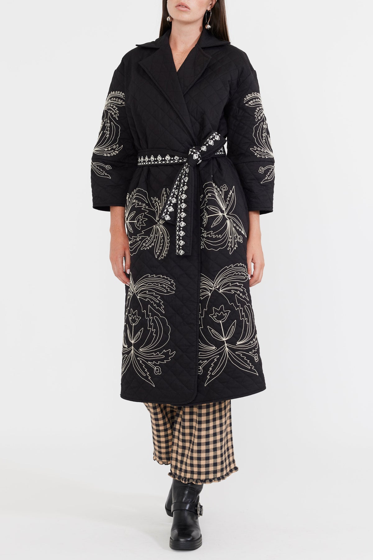 Palak Embroidered Quilted Wrap Jacket