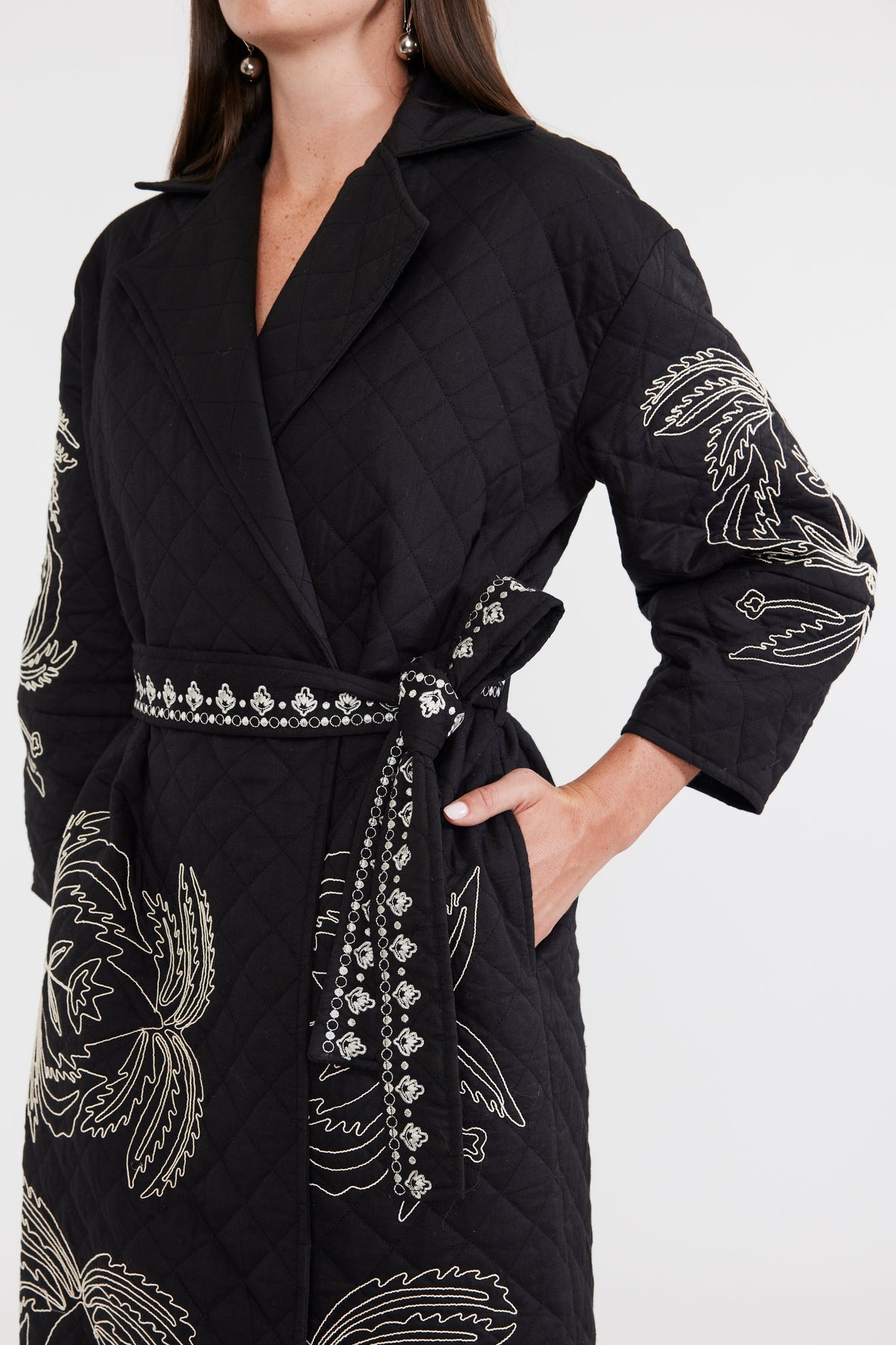 Palak Embroidered Quilted Wrap Jacket