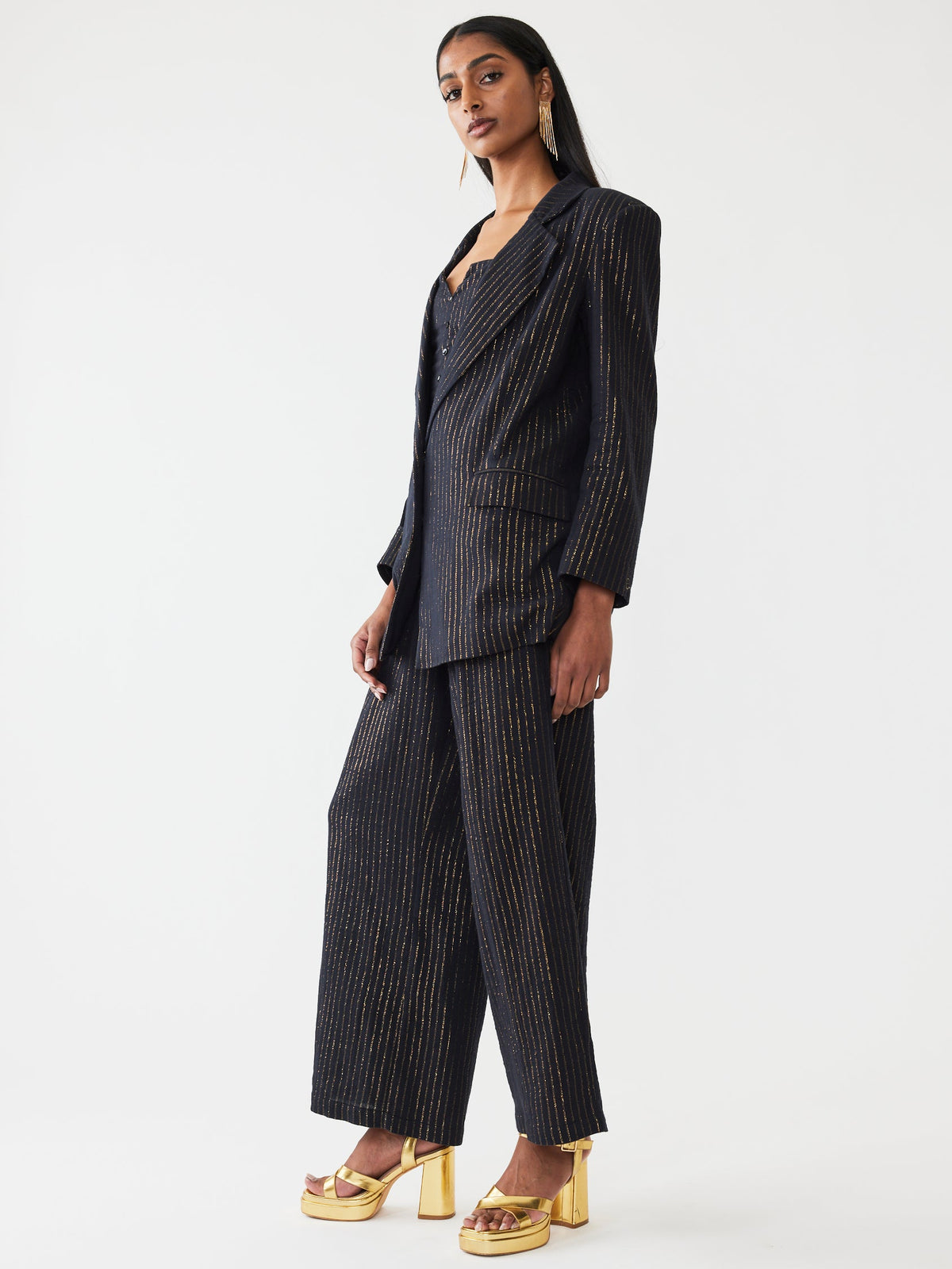 Sloan Blazer in Black Lurex Stripe