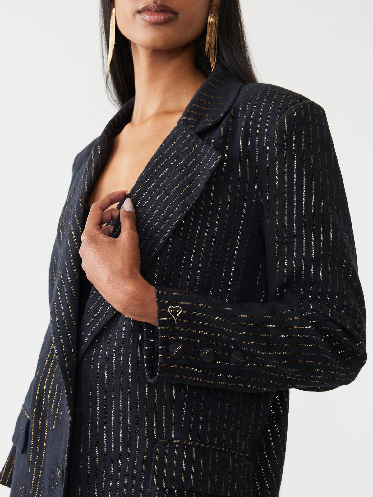 Sloan Blazer in Black Lurex Stripe