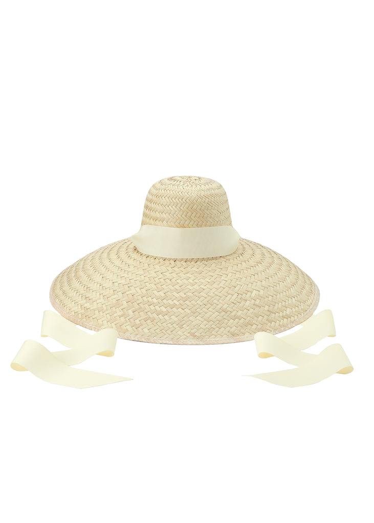Daisy Sun Hat with Long Ivory Grosgrain Ribbon
