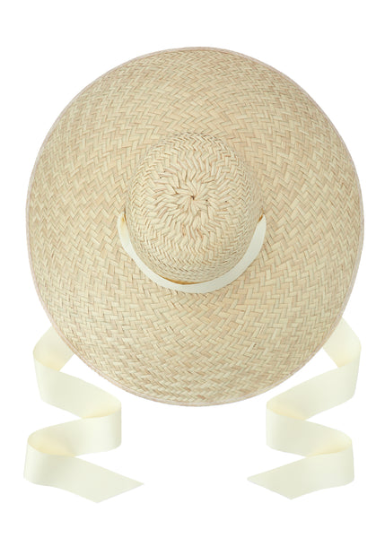 Daisy Sun Garden Hat with Long Ivory Grosgrain Ribbon